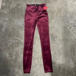 NWT SPANX Burgundy Velvet Leggings